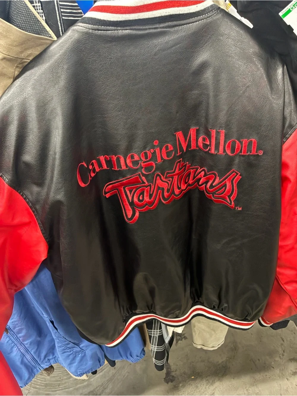 Steve & Barry's Black and Red Carnegie Mellon Varsity Bomber Jacket